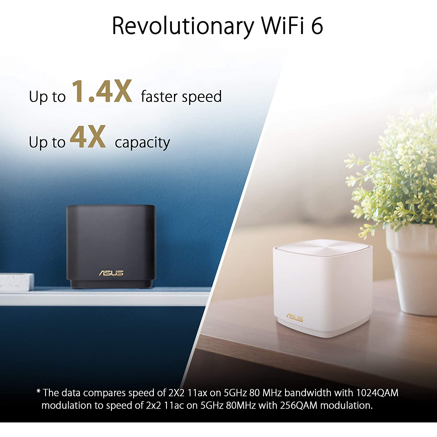 Router - ASUS ZenWiFi AX Mini, 10 Gigabit Ethernet, Memoria Flash 256 MB, WiFi6, 2 unidades, Blanco