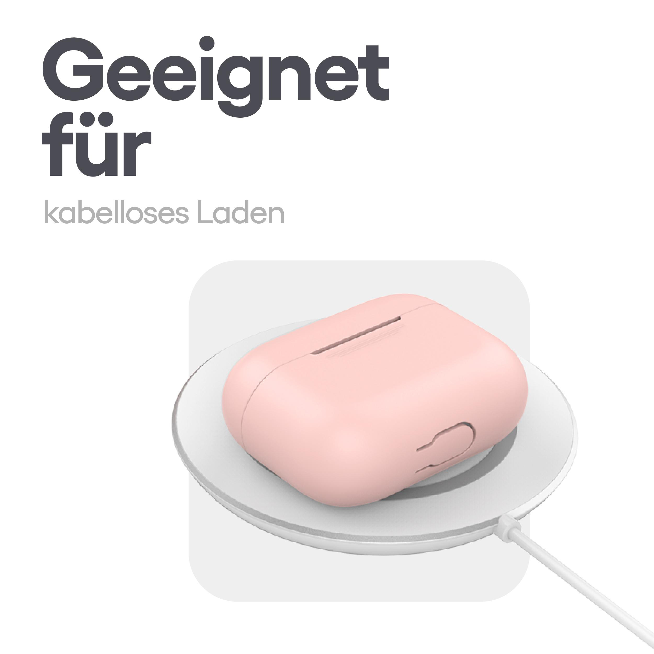 Rosa kabelloses Ladecase auf einem weißen Ladepad.