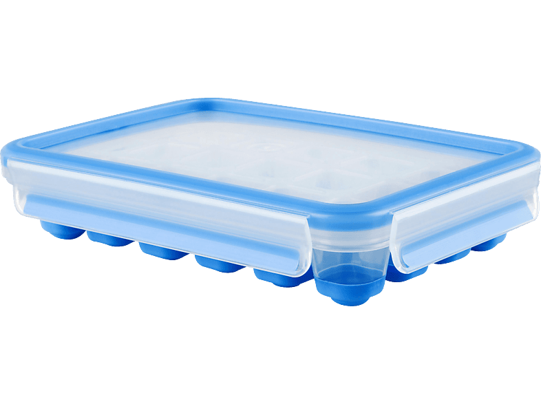 EMSA 514549 Clip & Close 2.0 Eiswürfelbox Transparent/Blau Ice Crusher &  Eiswürfelbereiter