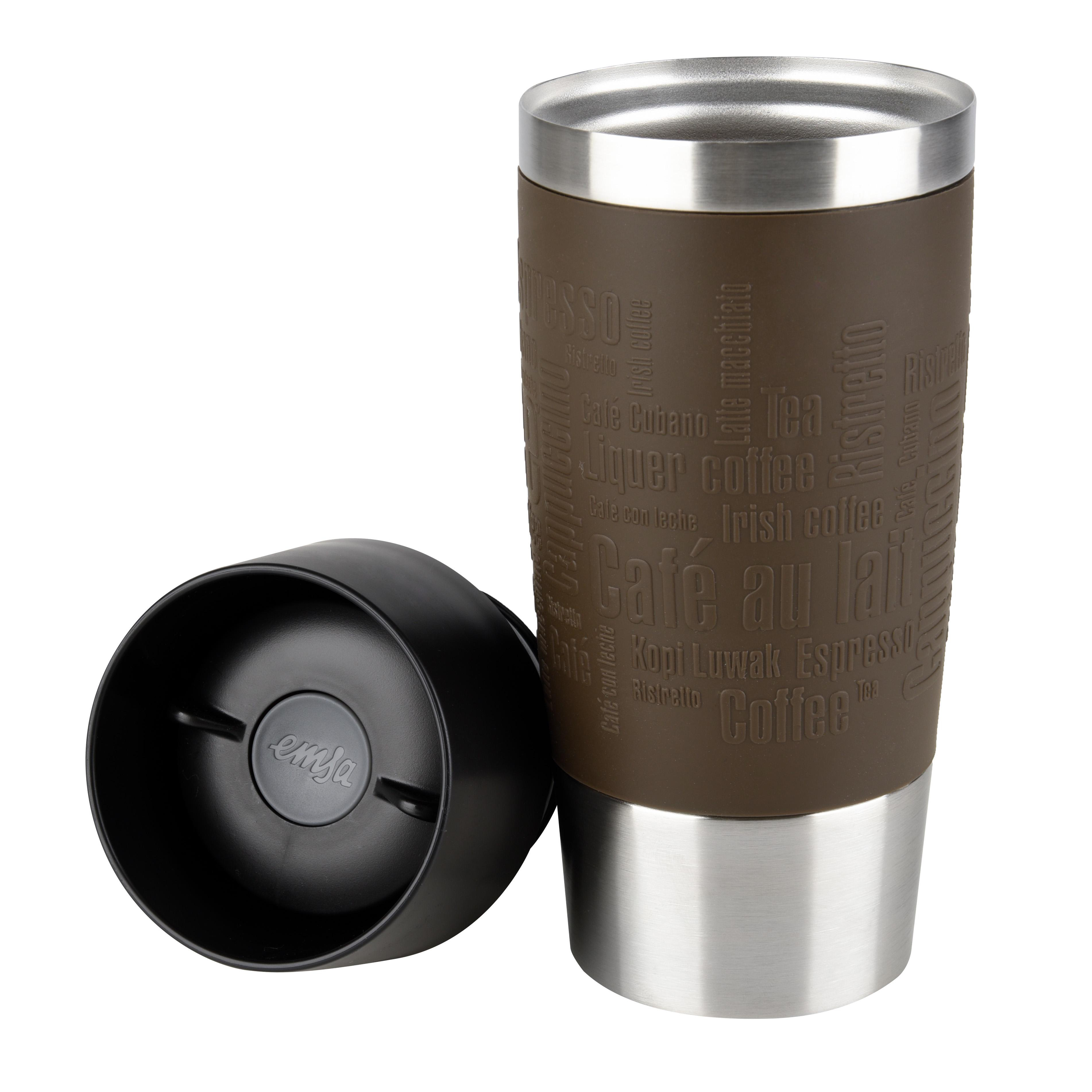 EMSA 513360 Travel Mug Thermobecher Braun/Schwarz/Silber