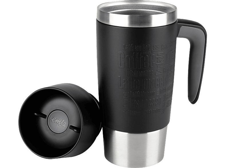 EMSA 514096 Travel Mug Thermobecher Schwarz/Silber Trinkbecher MediaMarkt