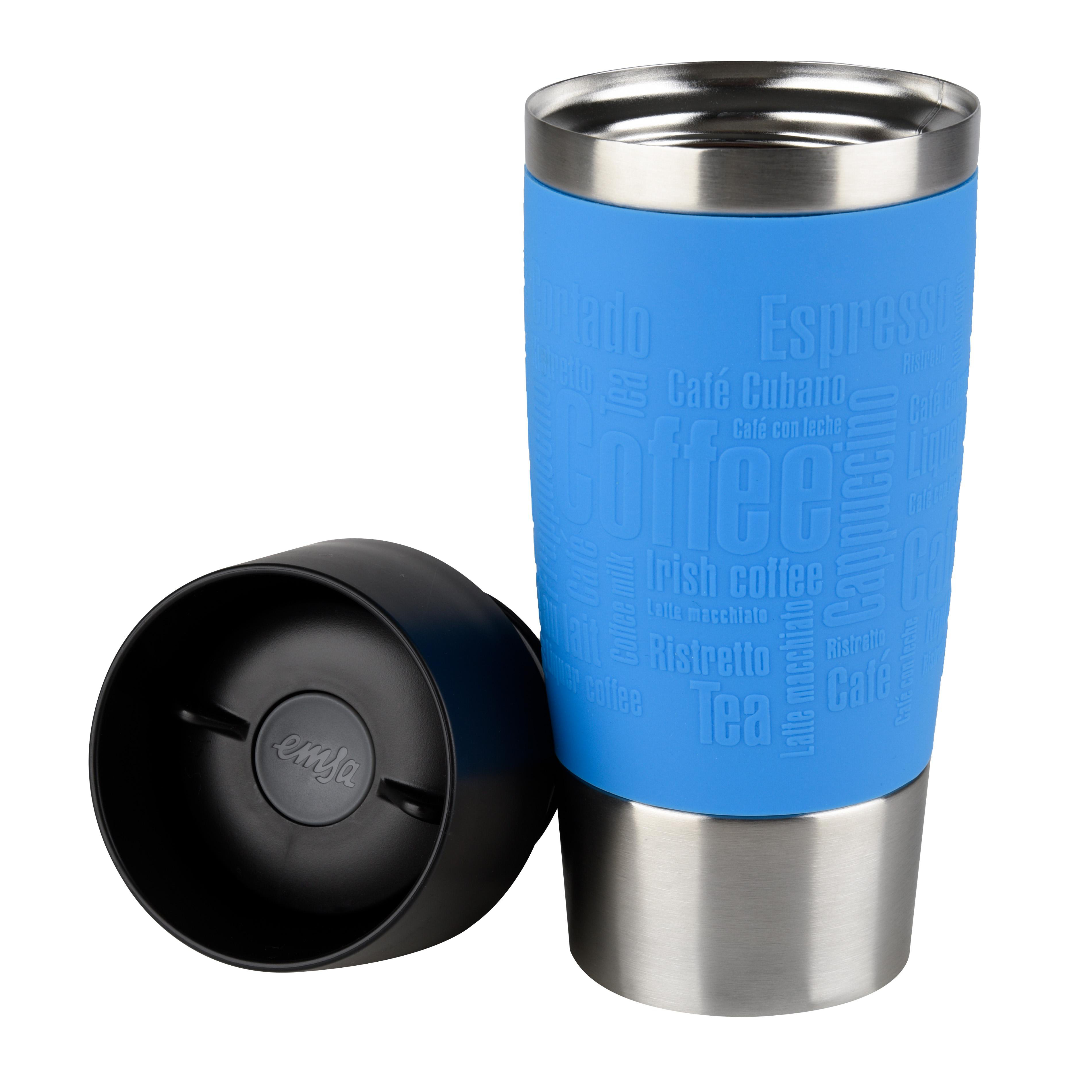EMSA 513552 Travel Mug Thermobecher Wasserblau/Silber/Schwarz