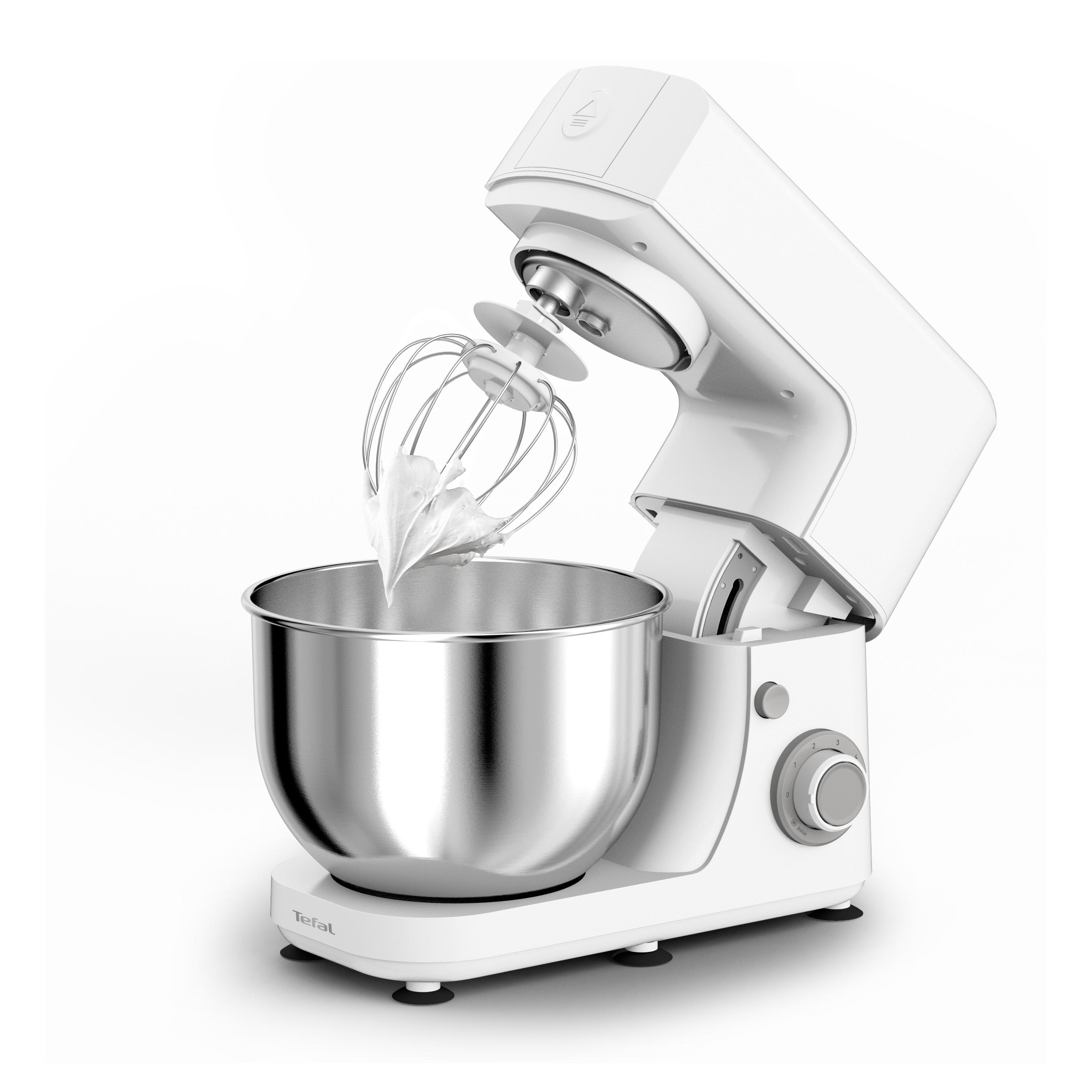 TEFAL QB1501 Masterchef Essential Küchenmaschine Weiß/Silber (Rührschüsselkapazität: 4,8 l, 800 Watt)