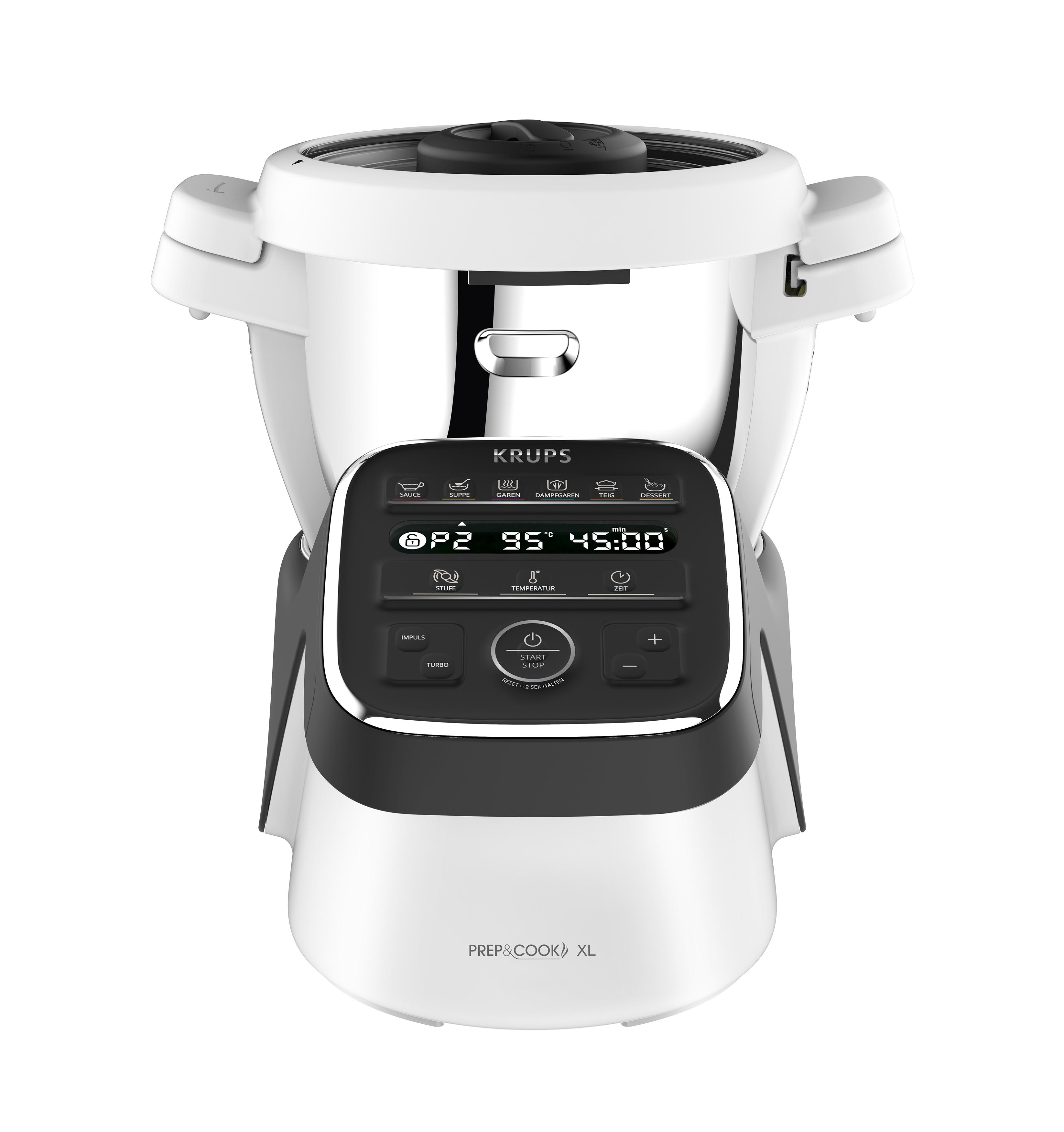 KRUPS Prep&Cook XL Kochfunktion Küchenmaschine mit l, 1550 Watt) HP50A8 Weiß/Anthrazit (Rührschüsselkapazität: 3