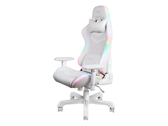 DELTACO RGB Gaming Stuhl - Gaming-Stuhl (Weiss/Multicolor)