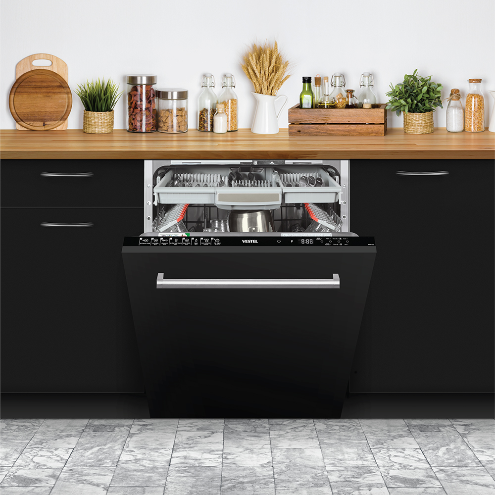 VESTEL BM 9001 CS GI Pro D Enerji Sınıfı 9 Programlı 15 Kişilik Bulaşık Makinesi Siyah