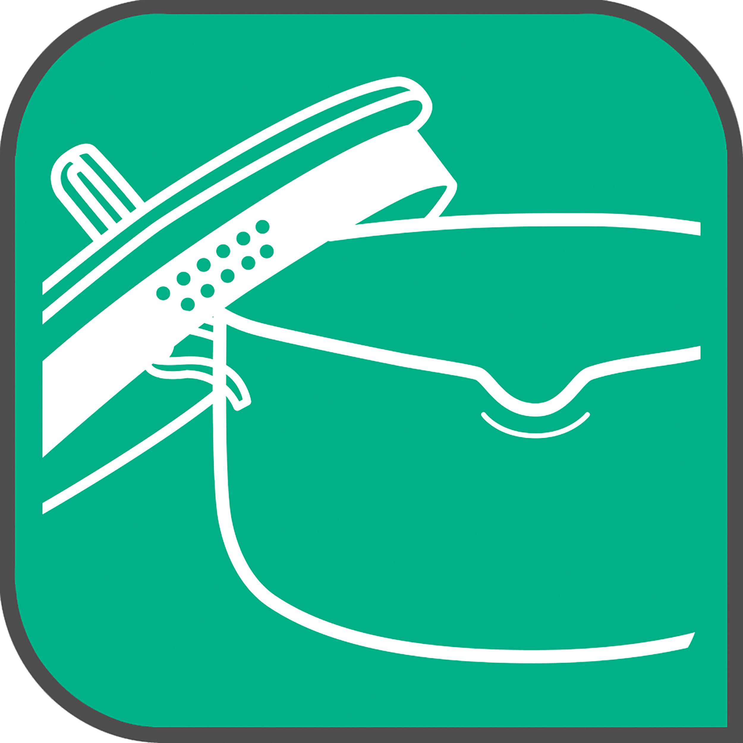 Grünes Icon eines Topfes mit Sieb, das ein Küchengerät darstellt.