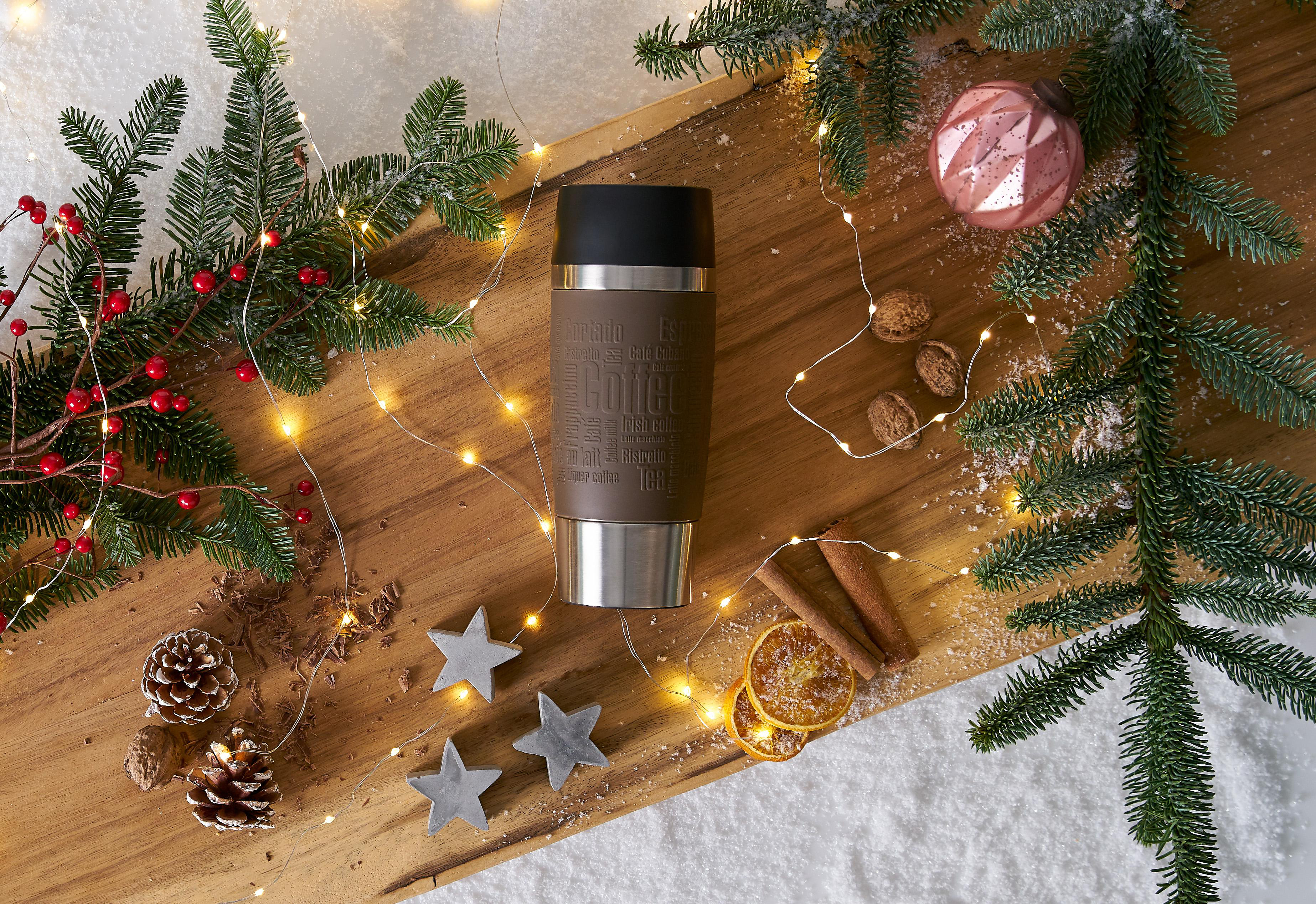EMSA 513360 Travel Mug Thermobecher Braun/Schwarz/Silber