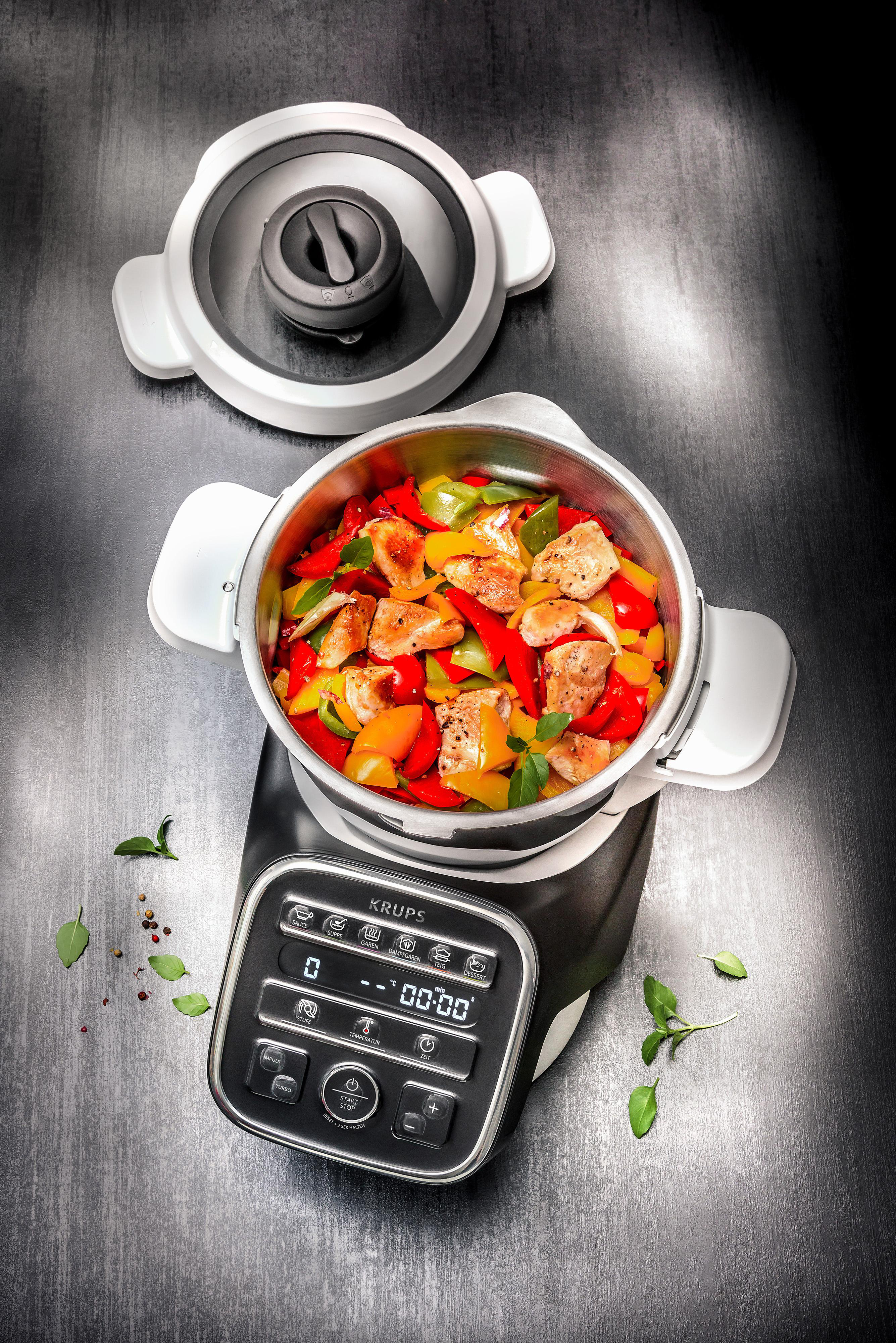 1550 Prep&Cook 3 mit Küchenmaschine XL (Rührschüsselkapazität: Kochfunktion KRUPS Weiß/Anthrazit l, Watt) HP50A8