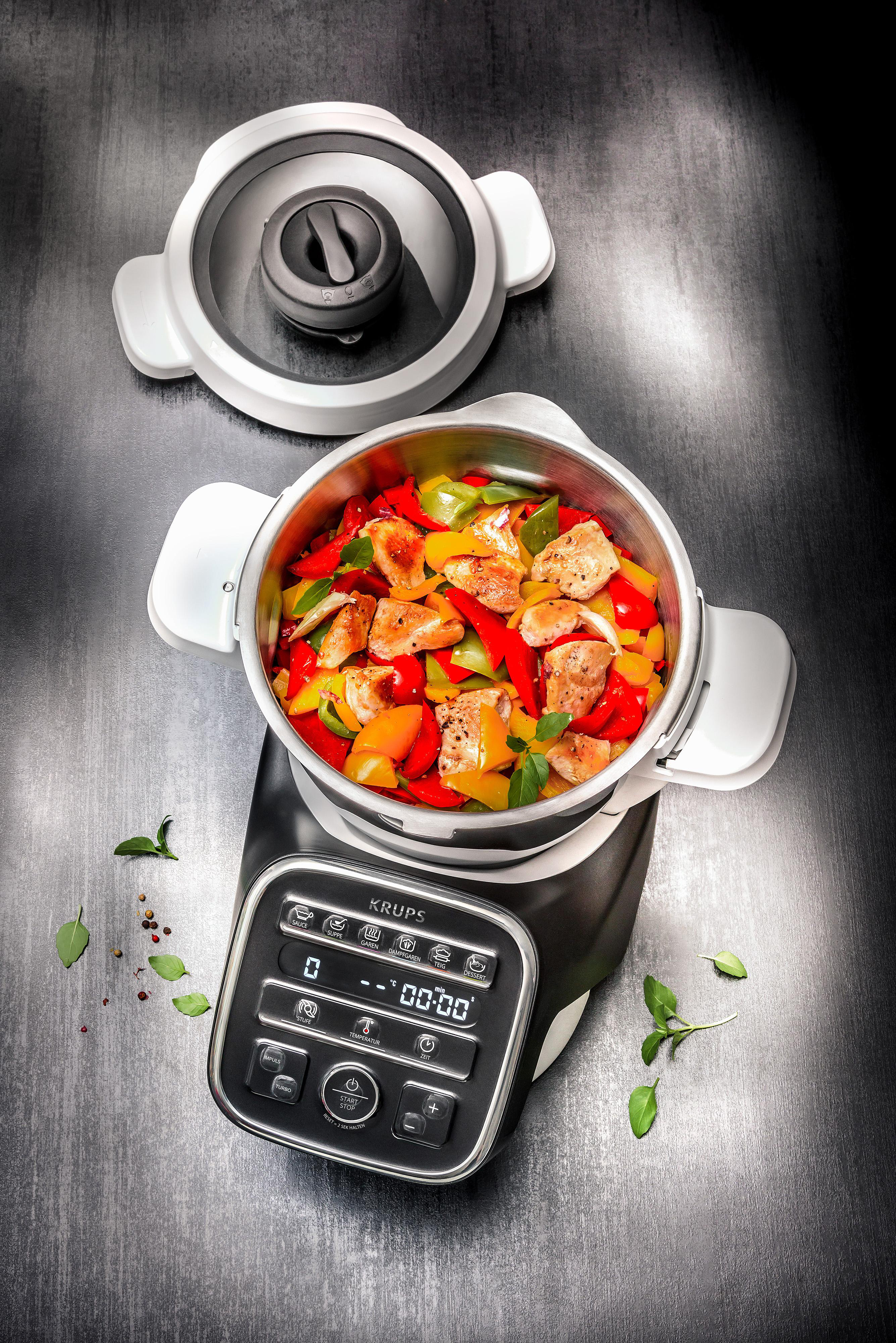 KRUPS HP50A8 Prep&Cook XL Küchenmaschine mit Kochfunktion Weiß/Anthrazit (Rührschüsselkapazität: 3 l, 1550 Watt)