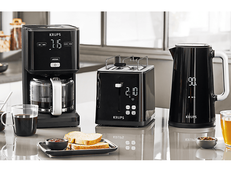 Krups KH641810 Smart'n Light Toaster | Two Cut Toaster | Digital Display | 7 Browning Levels | Removable Crumb Tray | Countdown | Lifter | Black