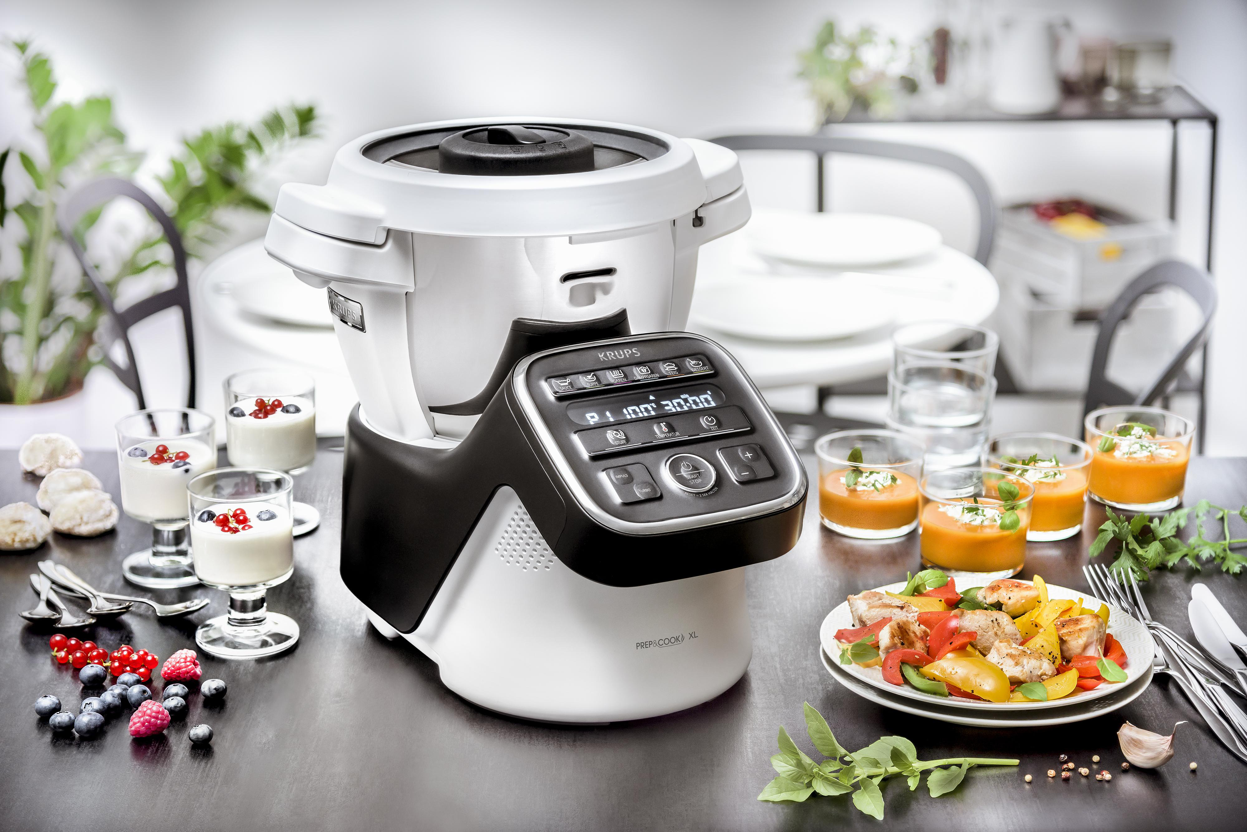 KRUPS Prep&Cook XL Kochfunktion Küchenmaschine mit l, 1550 Watt) HP50A8 Weiß/Anthrazit (Rührschüsselkapazität: 3