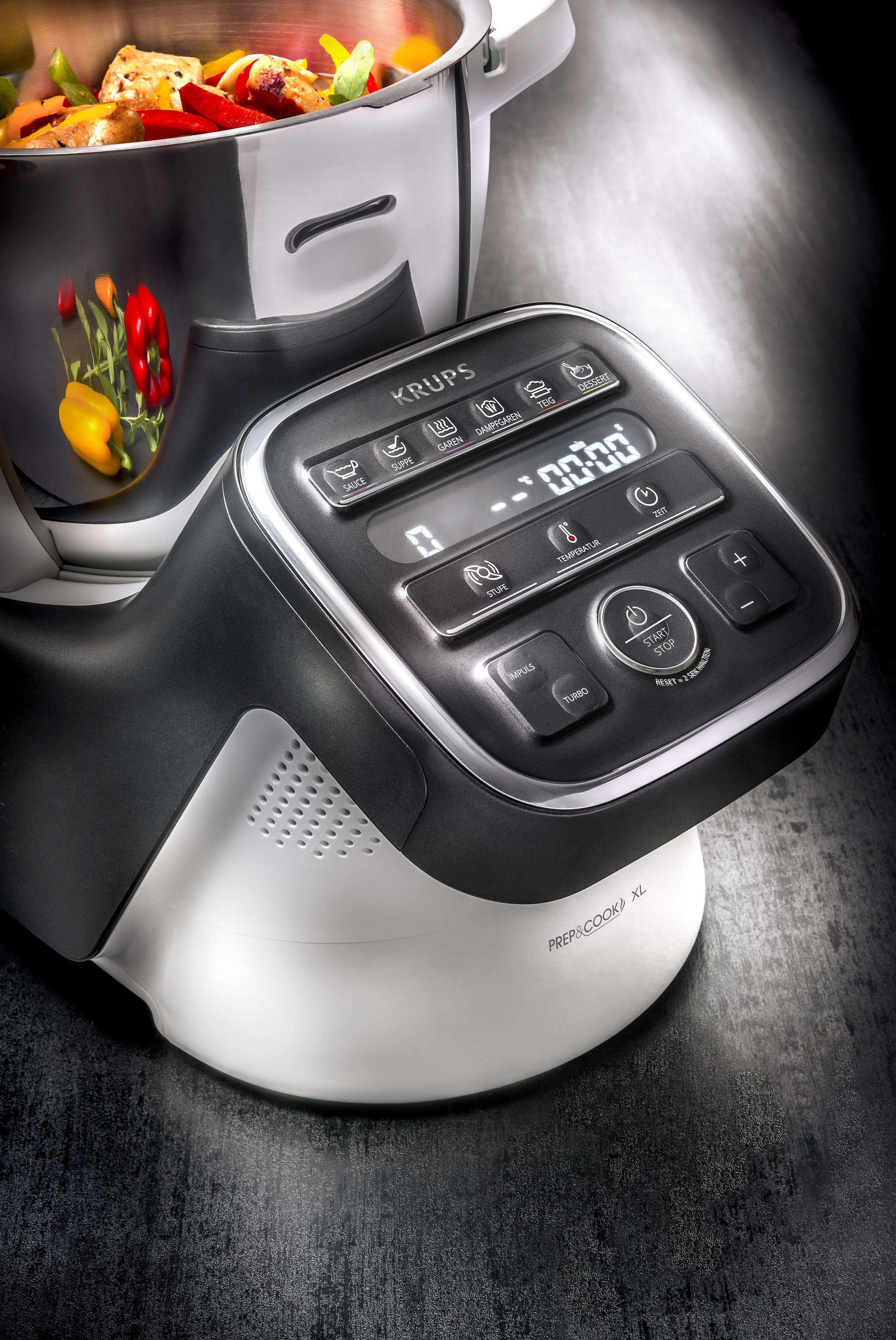 KRUPS HP50A8 Prep&Cook XL Küchenmaschine Watt) Weiß/Anthrazit l, Kochfunktion 1550 mit 3 (Rührschüsselkapazität