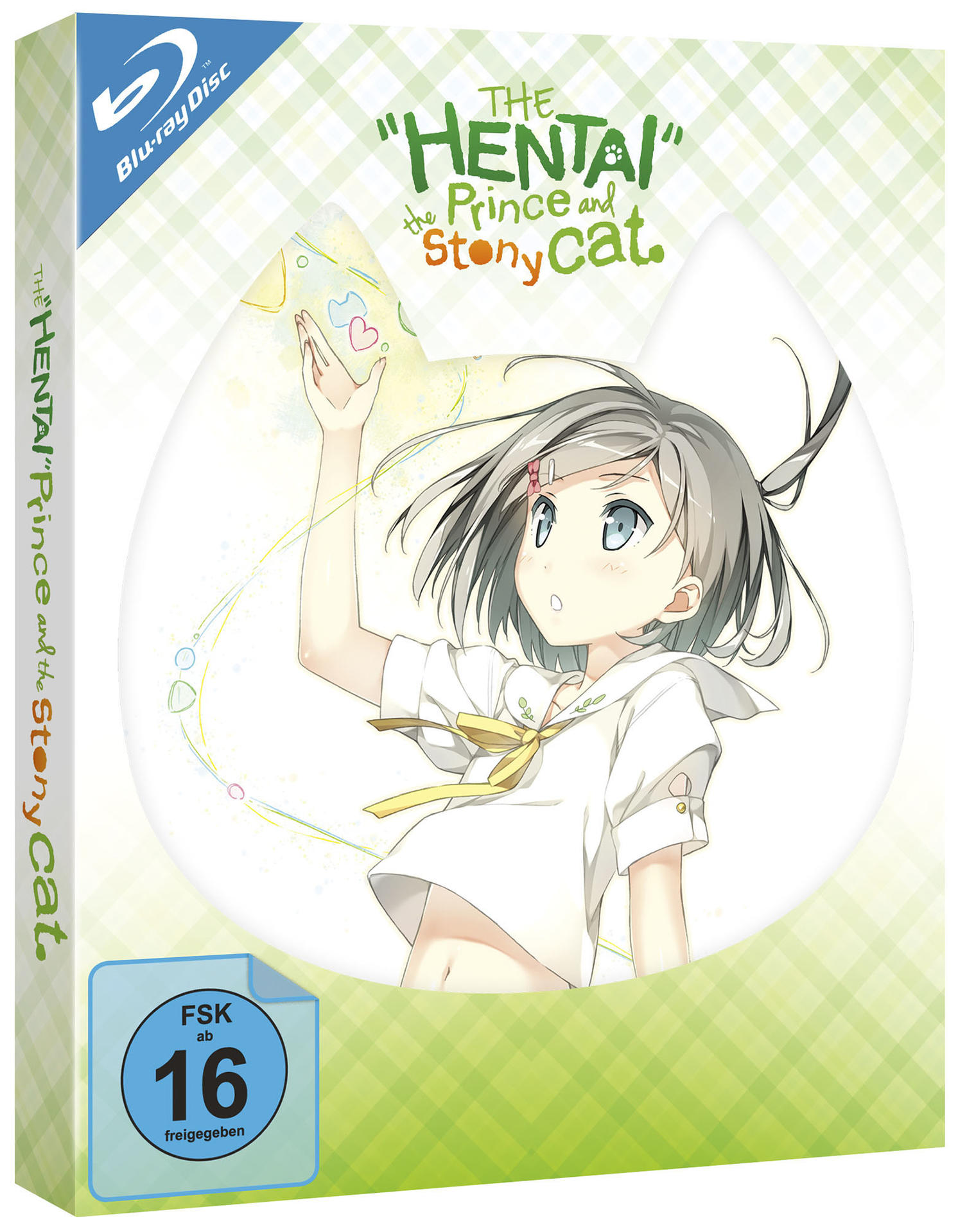 Anime-Cover: Mädchen mit offenen Augen und Hand hoch, Titel 'The Hentai Prince and the Stony Cat'.