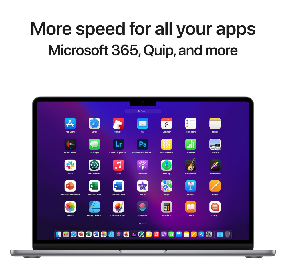 Een laptopscherm met app-iconen. Het scherm toont meerdere applicatie-iconen, inclusief Microsoft 365-apps.