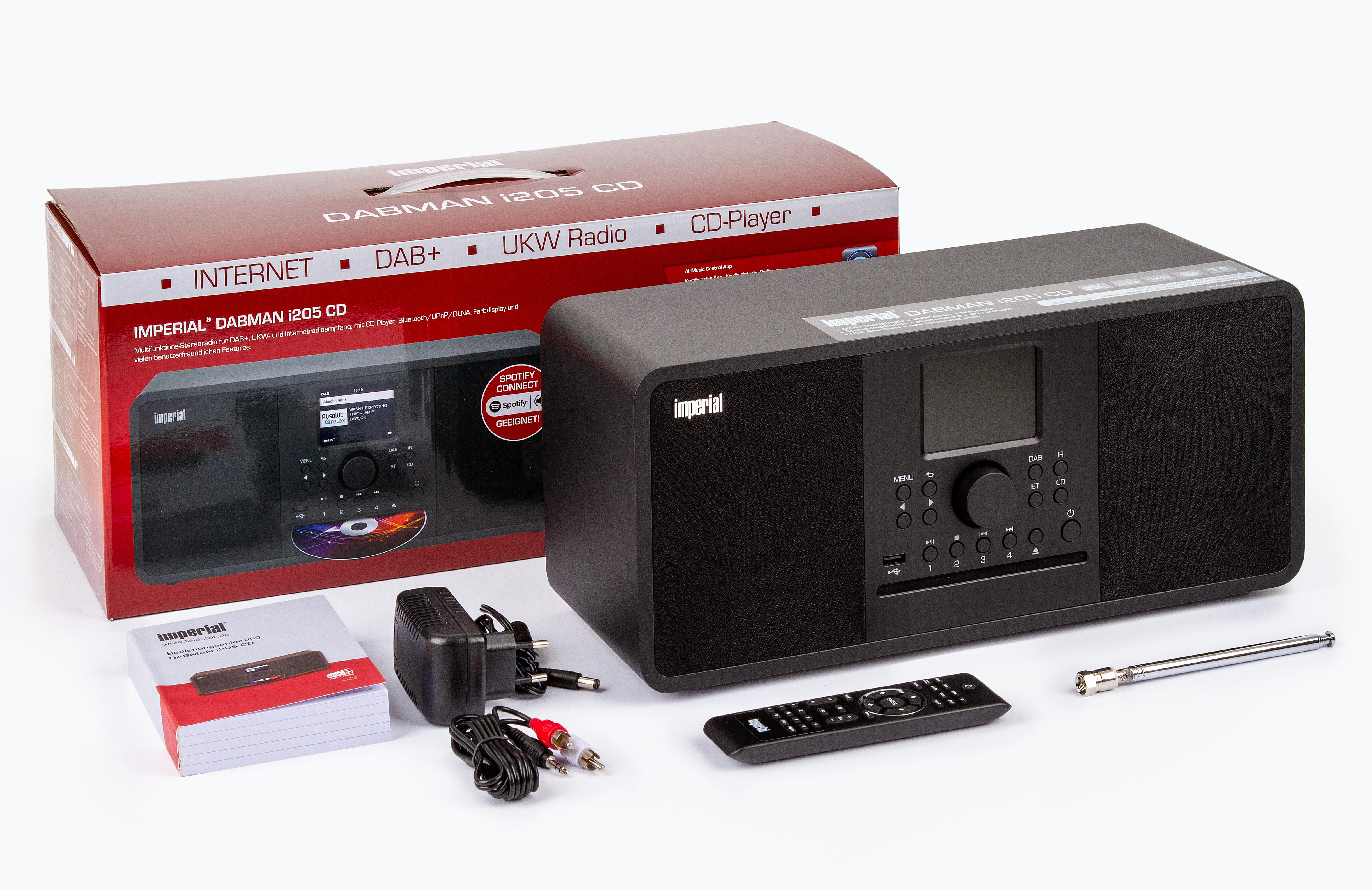 IMPERIAL DABMAN i205CD DAB+ Radio, digital, Internet Radio, DAB+, DAB, FM, Bluetooth, Schwarz