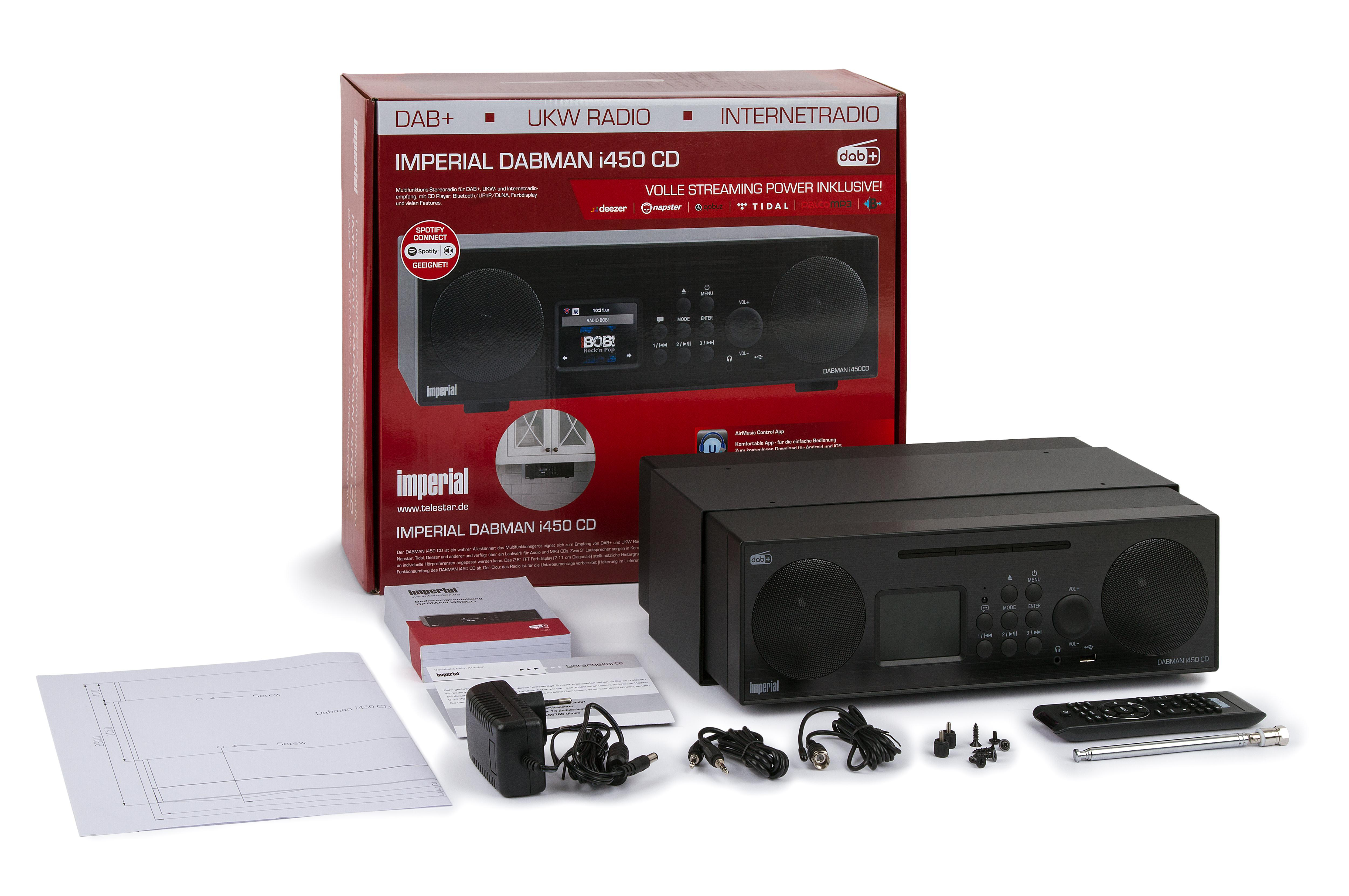 DABMAN DAB+ IMPERIAL FM, Bluetooth, DAB, DAB+, i450 Radio, CD AM, Schwarz Radio, Internet