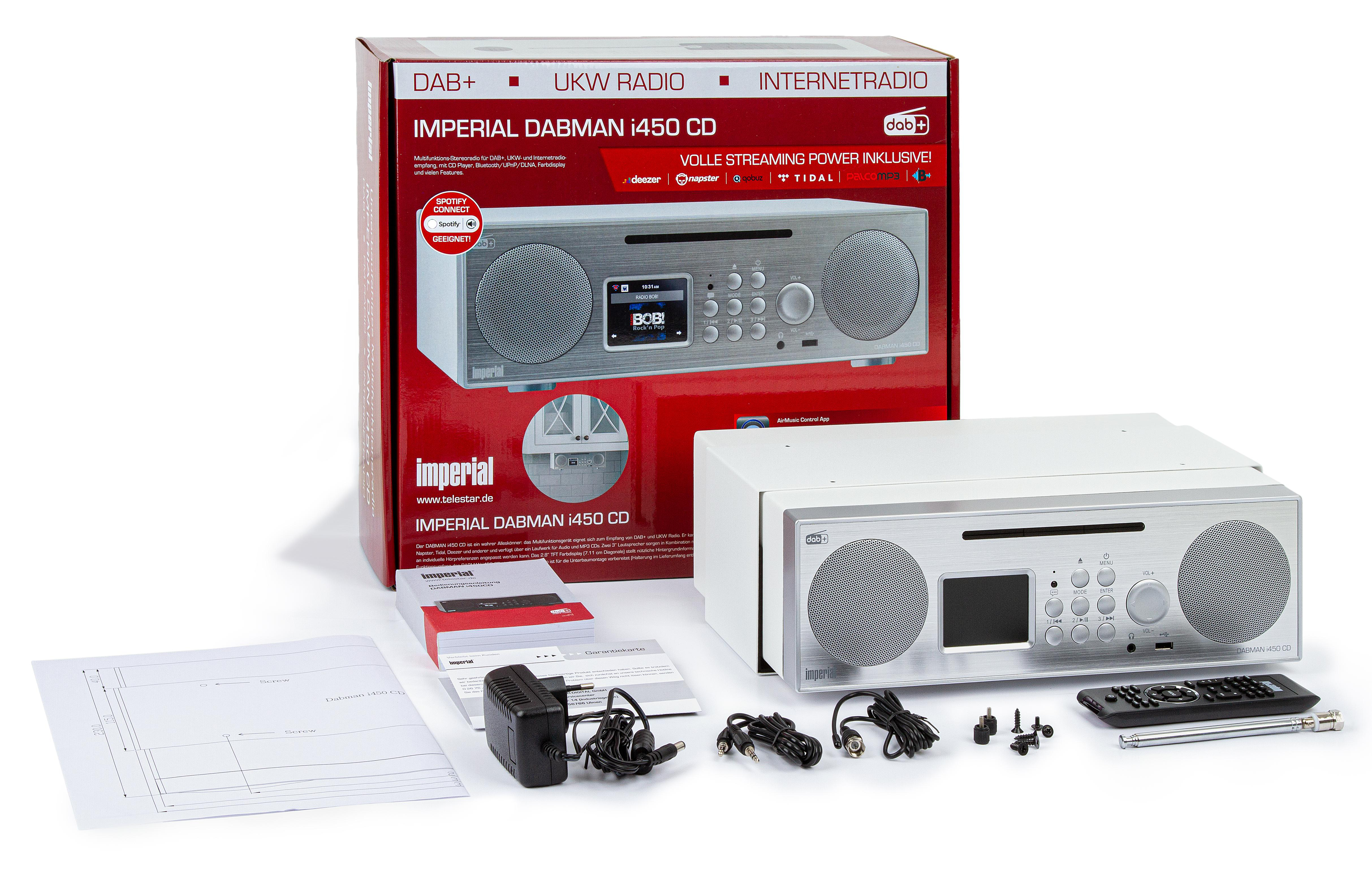 IMPERIAL DABMAN i450 CD DAB+ Radio, DAB+, DAB, Internet Radio, FM, AM, Bluetooth, silber/weiß