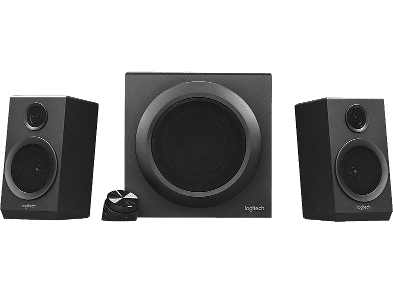 Sistema de altavoces  Logitech Z333, Subwoofer, 80W, 2.1, Graves  ajustables, Entradas 3.5 mm y RCA, Negro