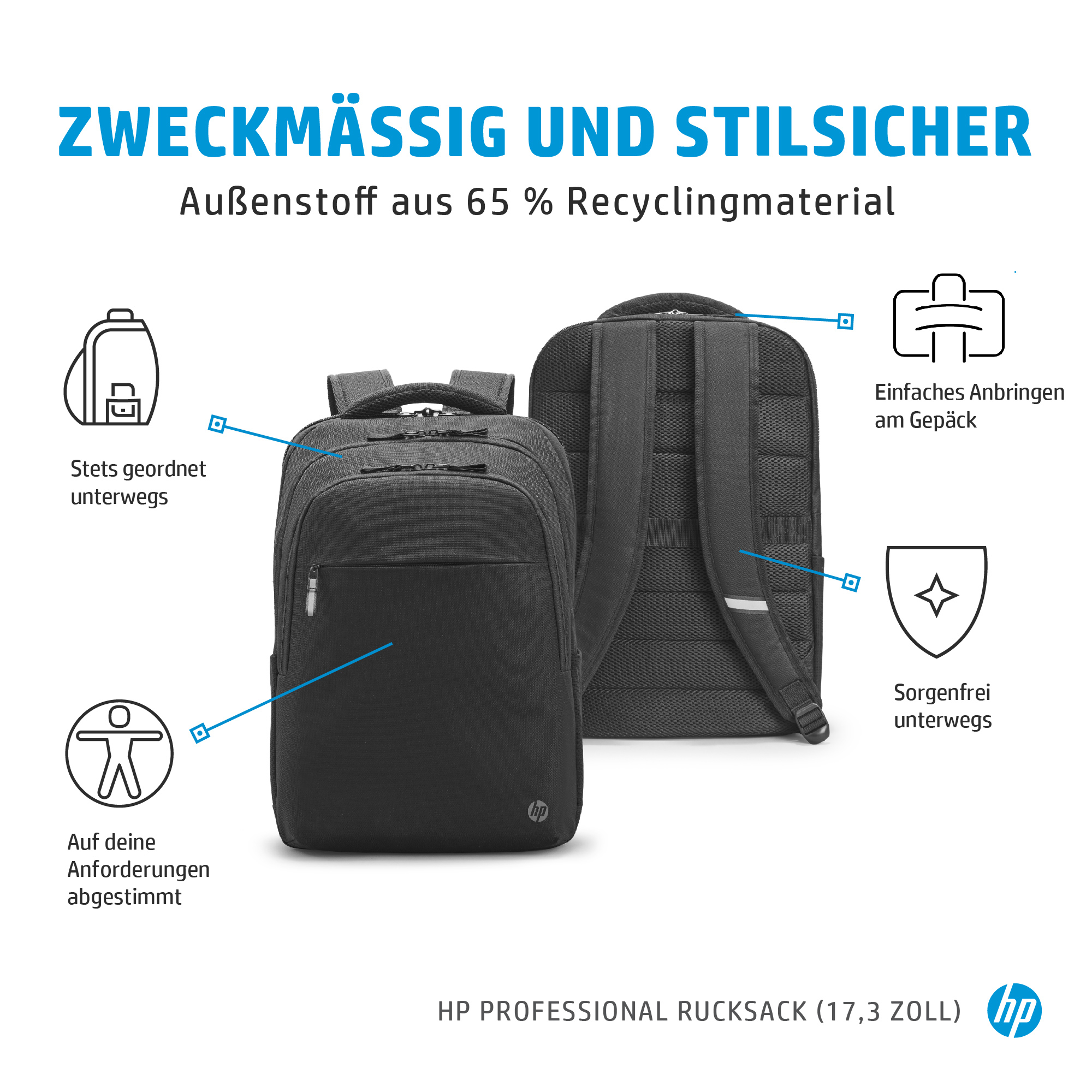 HP Professional Notebook Tasche Rucksack für universal Kunststoff, Schwarz