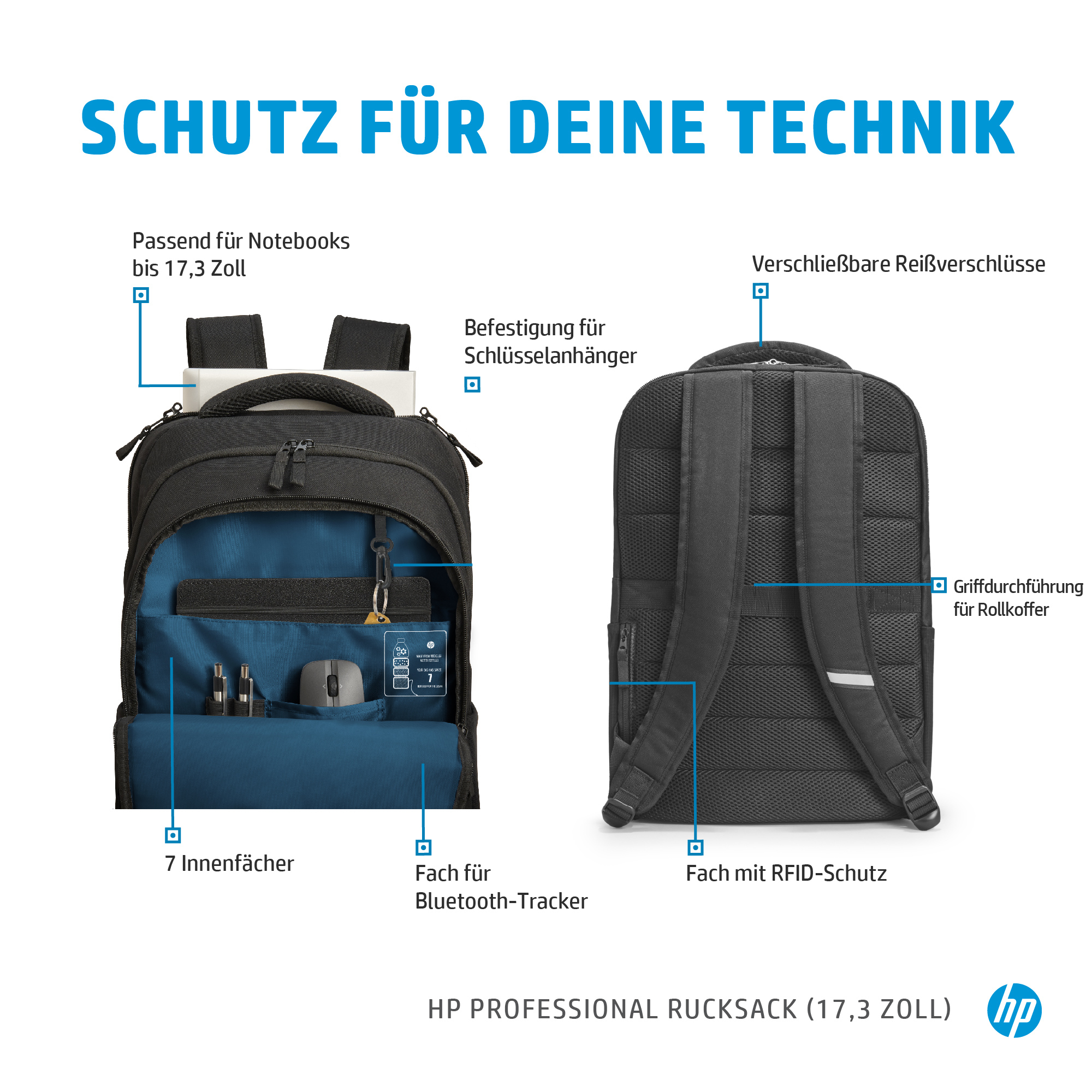 HP Professional Notebook Tasche Rucksack für universal Kunststoff, Schwarz