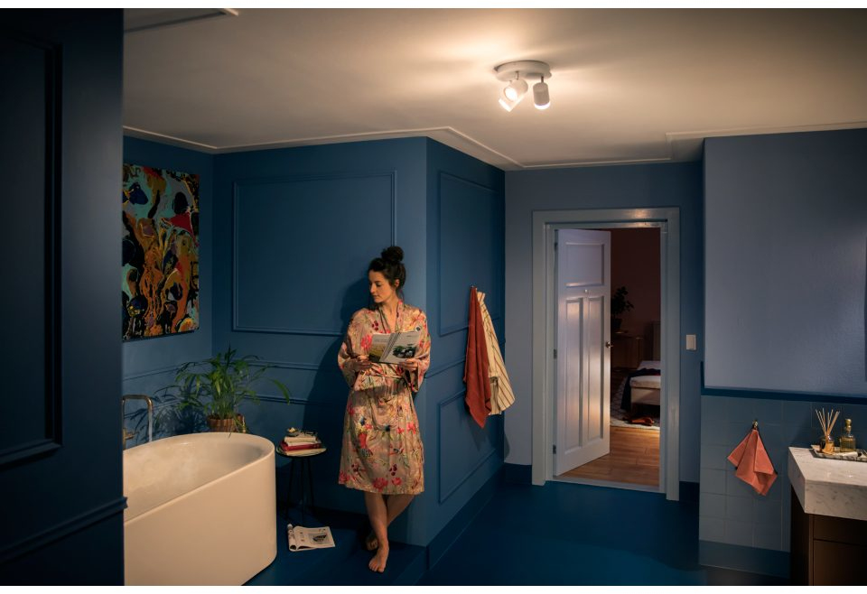 PHILIPS HUE Luminaire à 3 spots Smart Adore Rond Blanc + Interrupteur (34091600)