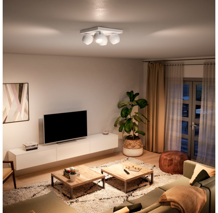 PHILIPS HUE Plafondlamp met 4 spots Smart Buckram Wit (33914900)