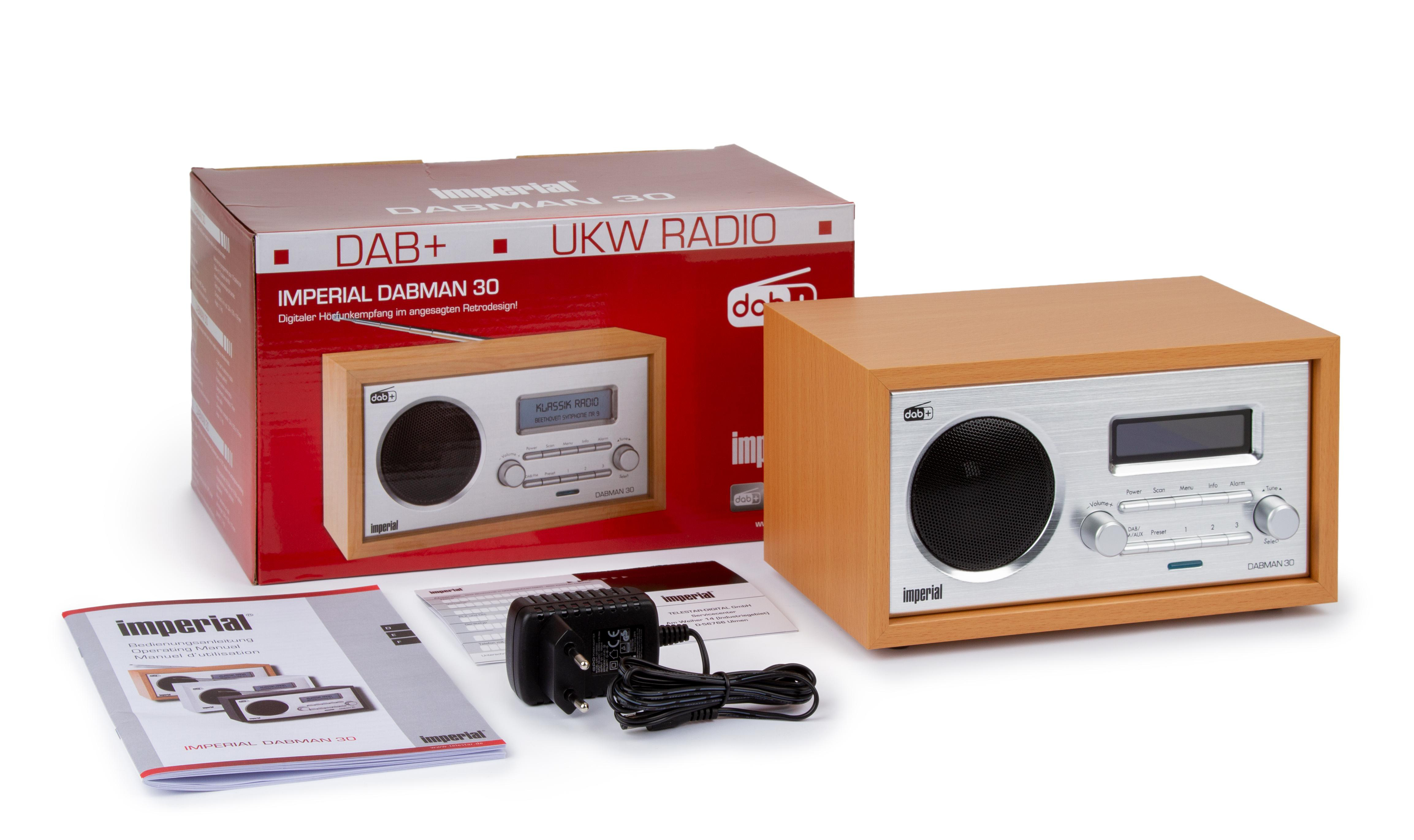 Mono, DABMAN 30 Radio, DAB+ IMPERIAL Silber/Holz 22-130-00 DAB,