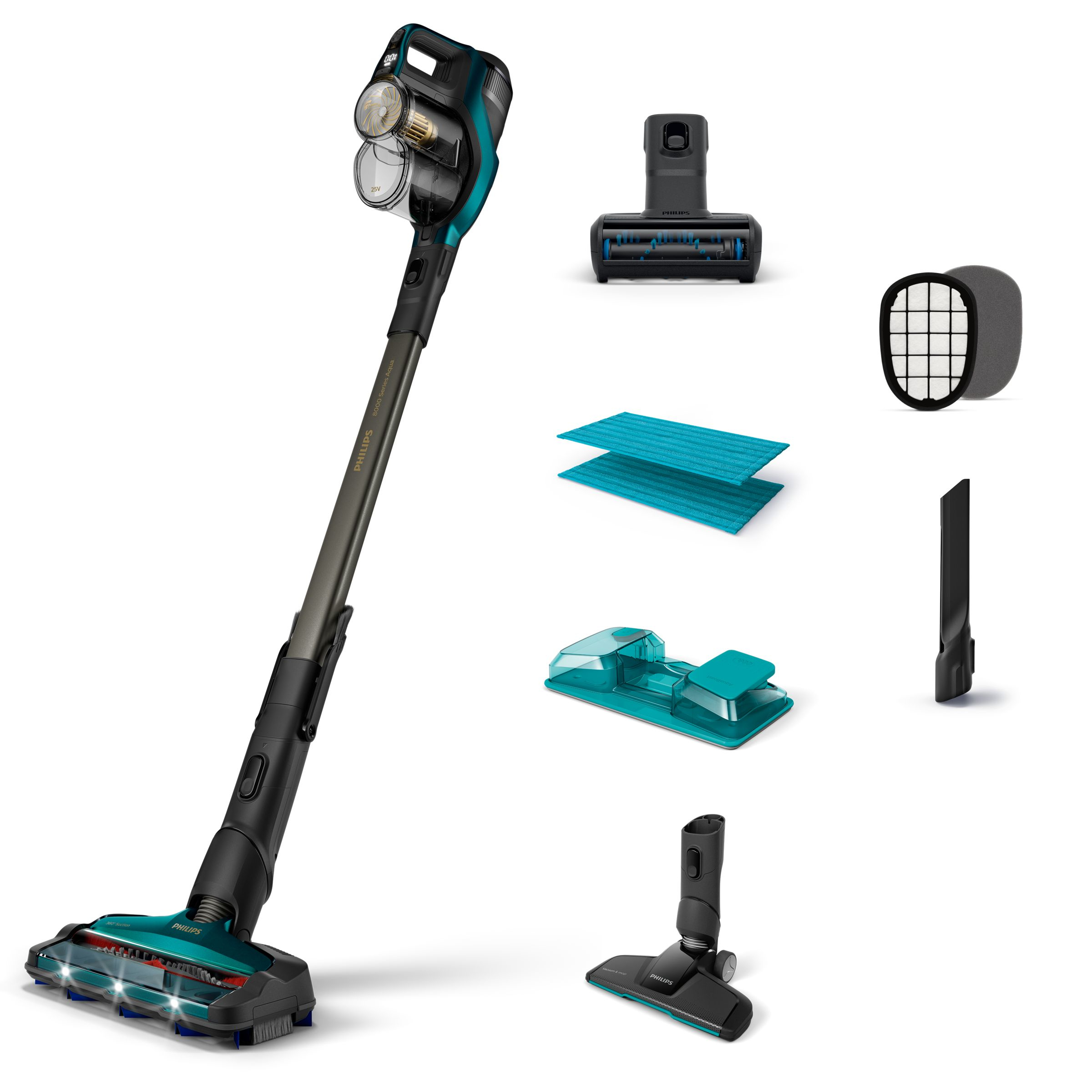 PHILIPS XC8147/01 SPEED PRO MAX AQUA - Aspirateur-balais rechargeable (Bleu/Noir)