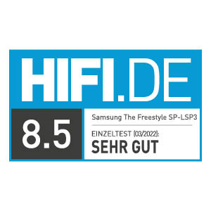 HI-FI.DE Testbericht für Samsung The Freestyle SP-LSP3, mit einer Bewertung von 8,5, "SEHR GUT".