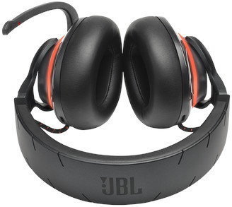 A black and red JBL gaming headset.