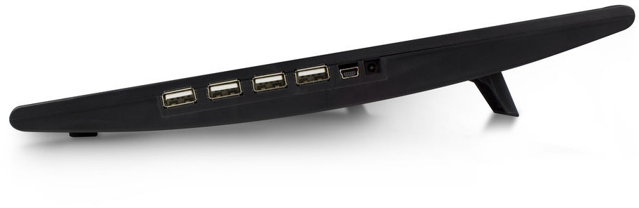 Black accessory with USB ports. It's black and has multiple USB ports.