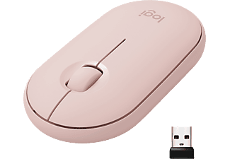 Ratón inalámbrico - Logitech M350, Para PC, Mac, Linux, Bluetooth, Receptor nano-USB, Óptico, Rosa