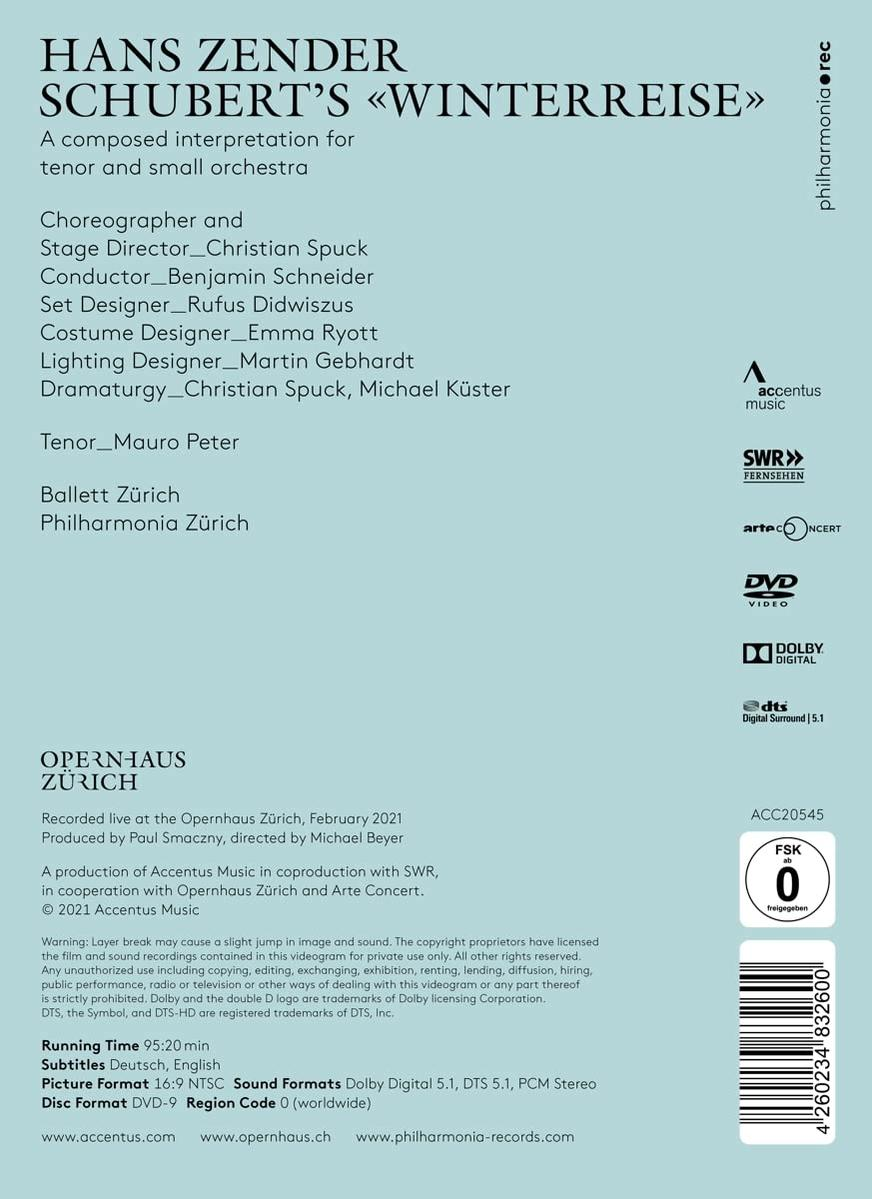 Various Artists, Ballett Zürich, (DVD) Schubert\'s - Philharmonia Zender: Winterreise Zürich 