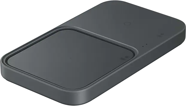 Un chargeur sans fil rectangulaire noir.