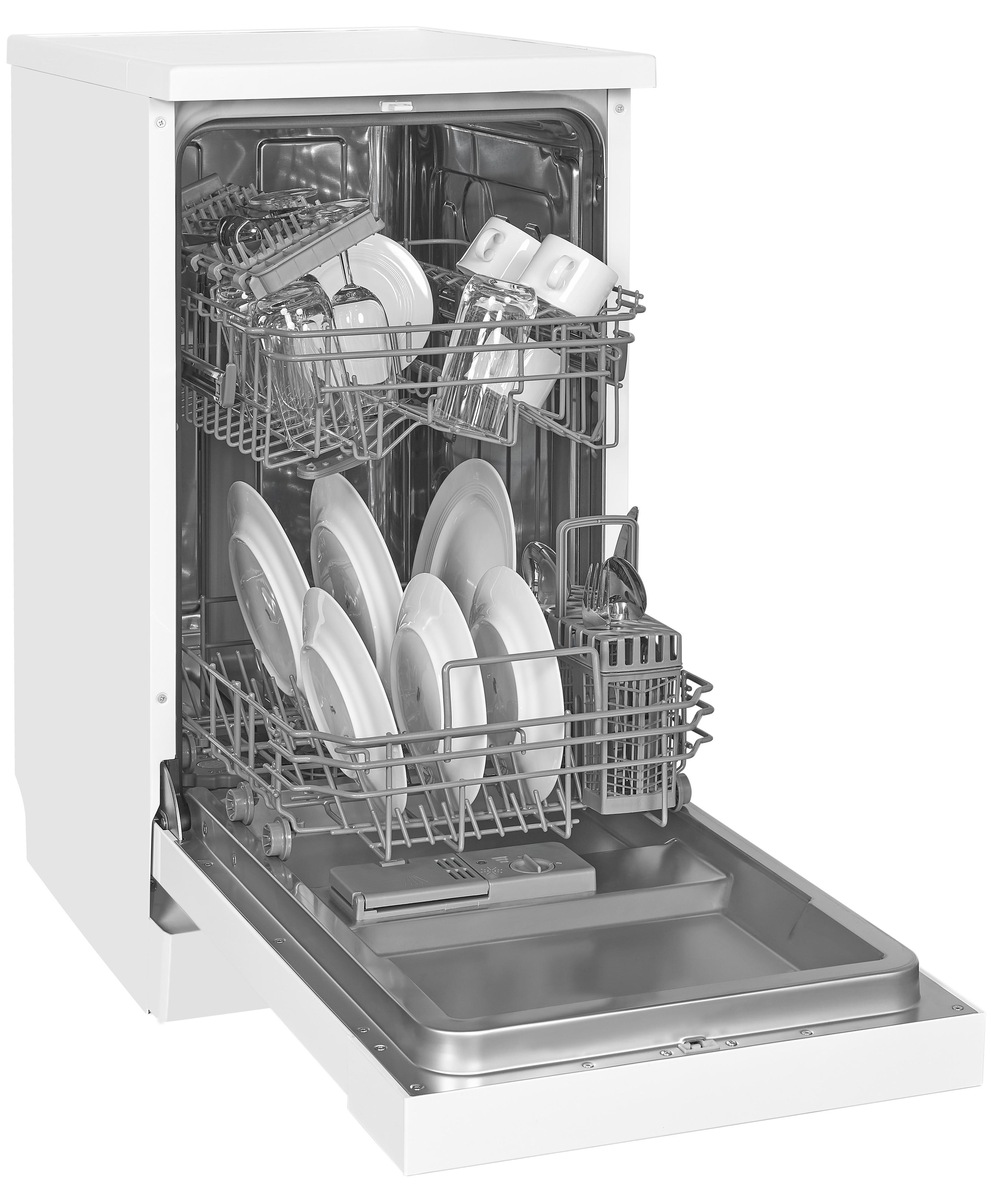 EXQUISIT GSP 9309-030 E WEISS Geschirrspüler (Standgerät, 448 mm breit, 49 dB (A), E)