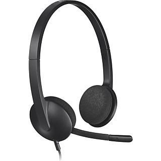 Auriculares - Logitech Headset H340, Diadema ajustable, Con cable, Supresión de ruido, Conexión USB 2.0, Micrófono, Sonido estéreo digital, Negro