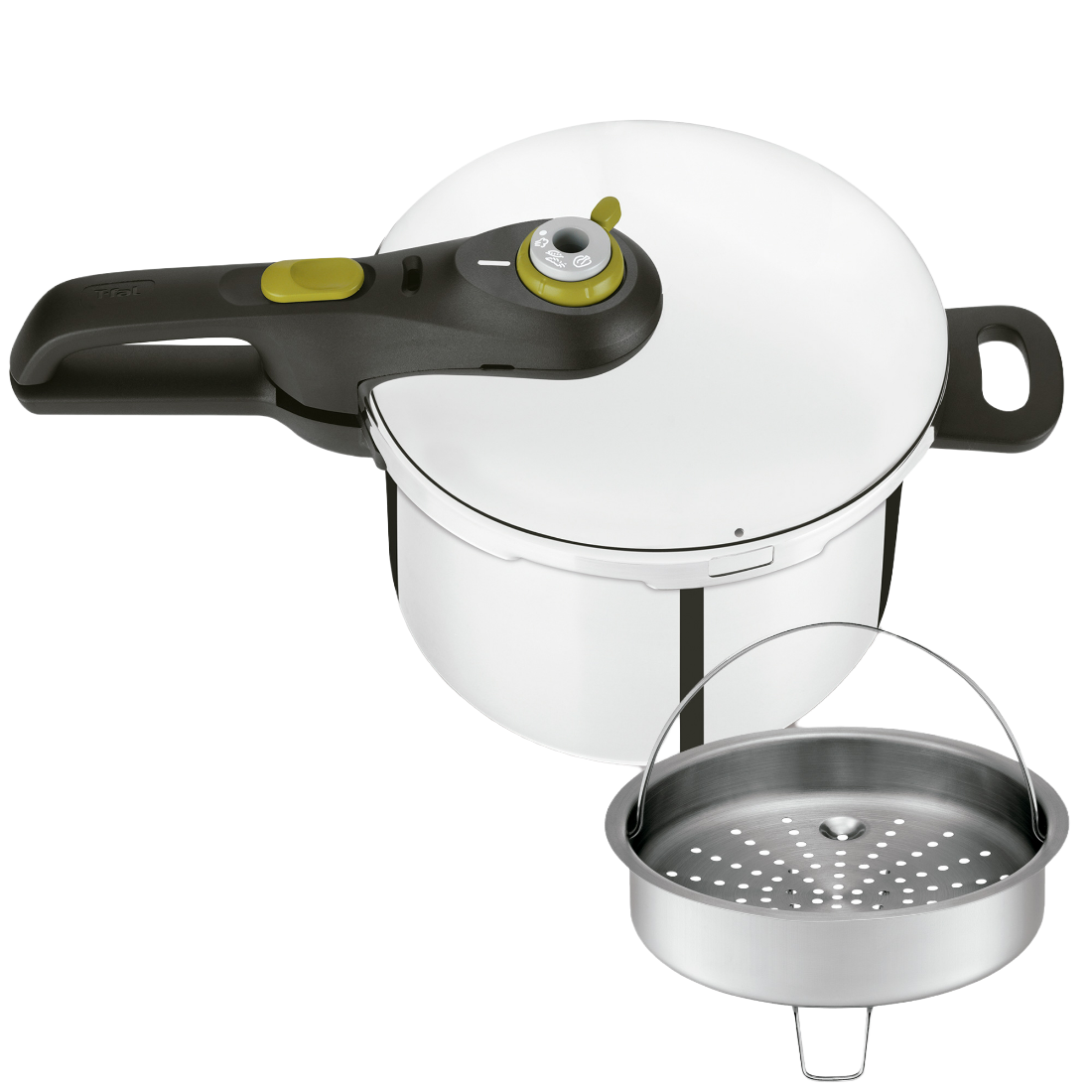 Tefal Secure 5 neo olla 8l p2534438 express de 8 con sistemas seguridad 2 modos indicador cierre y apertura acero inoxidable cestillo p25344 cazuela