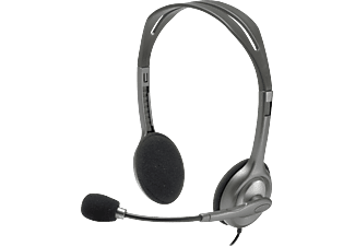 Auriculares con diadema- Logitech H111, Jack 3.5 mm, Micrófono, Cancelación del ruído, Gris