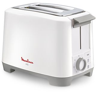 Tostadora - Moulinex LT1401, 800 W, 2 ranuras, 7 niveles tostado, Función descongelación y recalentado, Bandeja recogemigas, Blanco