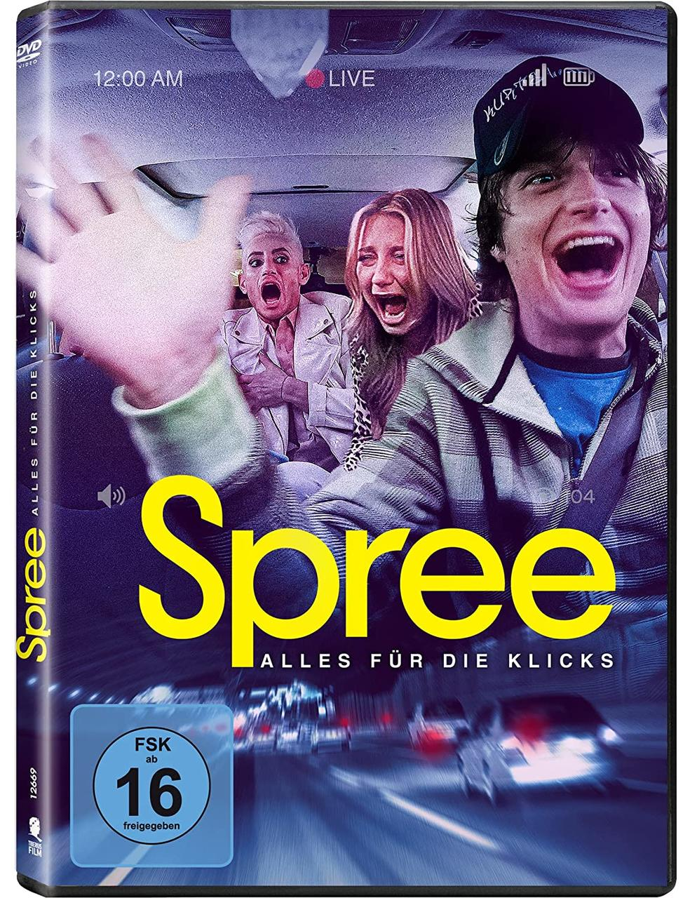 Ein Film-DVD-Cover mit drei Personen in einem Auto, die Schock und Angst ausdrücken.