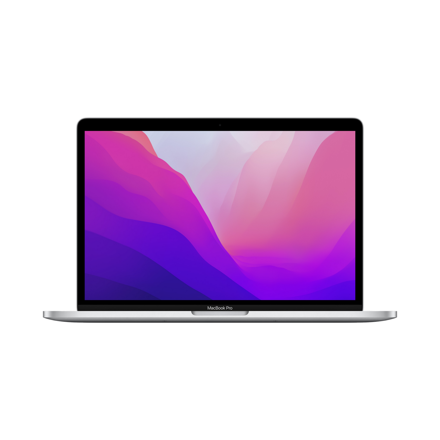 Una computadora portátil MacBook Pro plateada con una pantalla que muestra un fondo abstracto colorido.