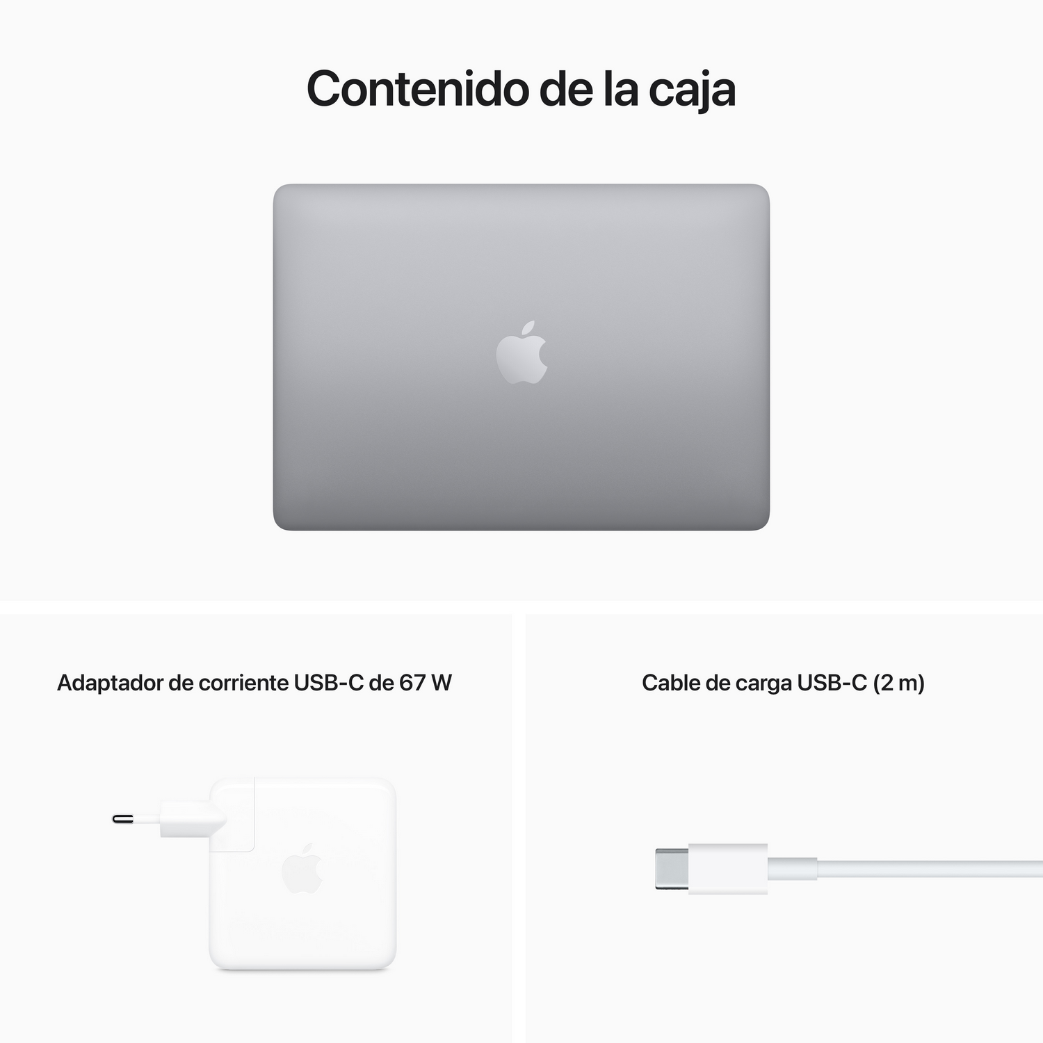 Una computadora portátil plateada y accesorios sobre un fondo blanco.
