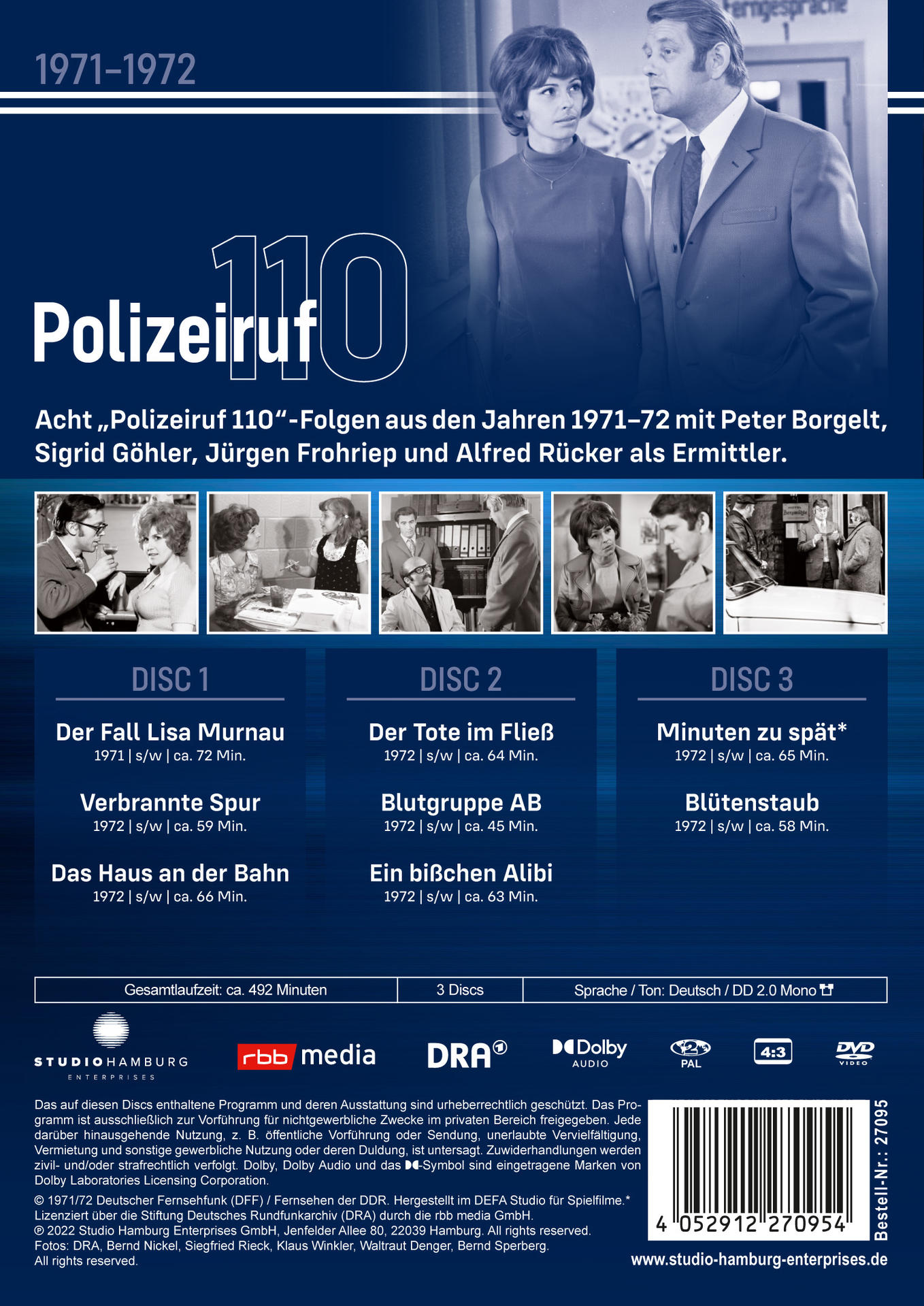 Rückseite einer DVD-Hülle. Sie enthält Bilder von Personen und Text in mehreren Sprachen.