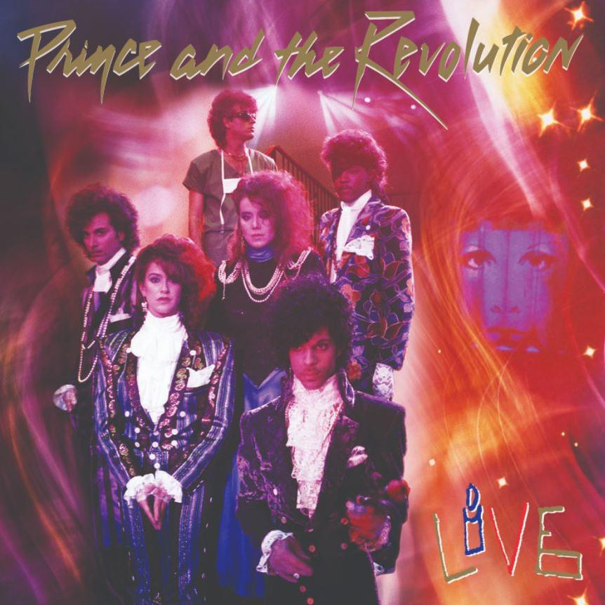 Prince and the Revolution album borító. Emberek csoportja élénk színekkel és egy arccal.