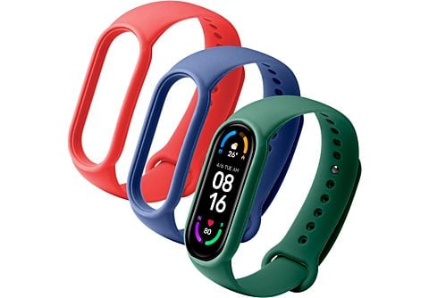 Correa  CellularLine KITBAND1MISMART6, Kit 3 correas para Xiaomi Mi Smart Band  6 / Mi Smart Band 5, Silicona, Rojo/Verde/Azul