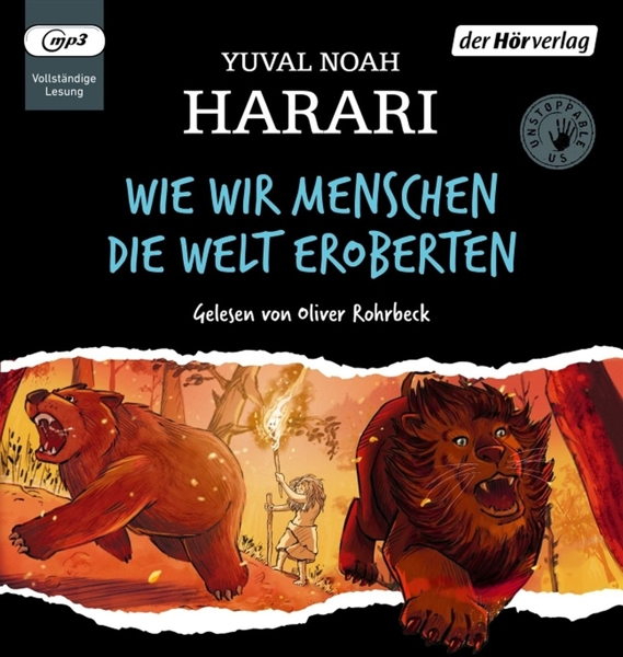 Buchcover mit Bären, einem Löwen und einer Person mit Fackel. Der Titel ist auf Deutsch.