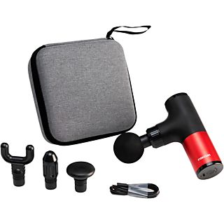 Pistola de masaje - Fisiogun Prime, Pistola de masajes, Autonomía 4 h, USB Tipo-C, 4 Niveles de intensidad, Negro/Rojo