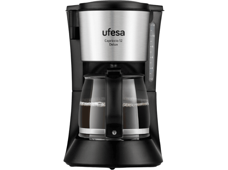 REACONDICIONADO Seminuevo Muy bueno Cafetera de goteo - Ufesa CG7125 Capriccio 12 Delux, 680 W, 1.2 l, Tazas, Desconexión automática, Negro/Inox