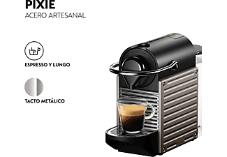 Cafetera de cápsulas - Nespresso® Krups Pixie XN304T, 19 bares, Apagado automático, Titán